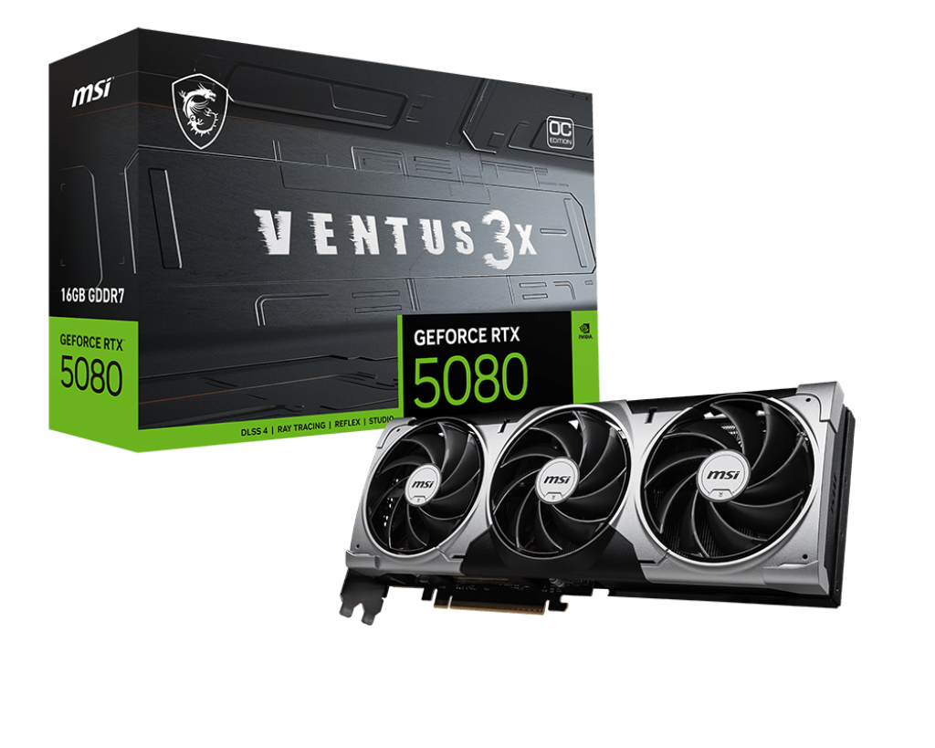 Відеокарта GeForce RTX 5080 16 GB MSI Ventus 3X OC (RTX 5080 16G VENTUS 3X OC)