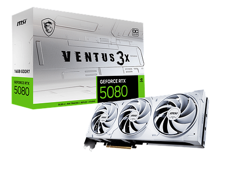 Відеокарта GeForce RTX 5080 16 GB MSI Ventus 3X OC White (RTX 5080 16G VENTUS 3X OC WHITE), фото 1