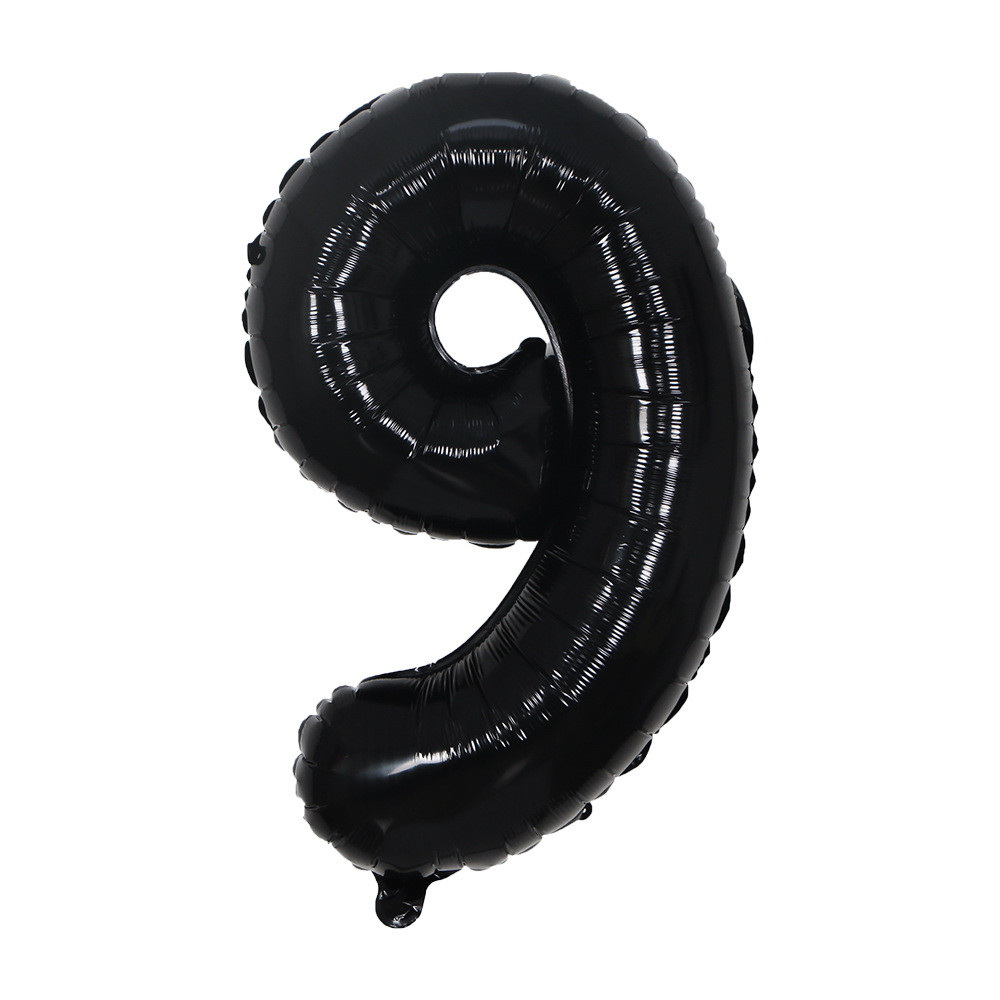 Кулька цифра 9 фольгована 32 дюйма чорний, фото 1