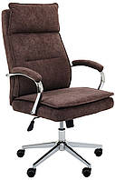 Коричневе стильне крісло для робочого місця зі зручним підголівником Olimpic для дому та офісу AMF