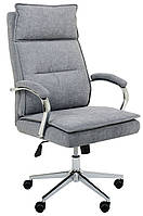 Офісне крісло для керівника та співробітників Olimpic сіре, тканина, з підголівником, на колесах AMF