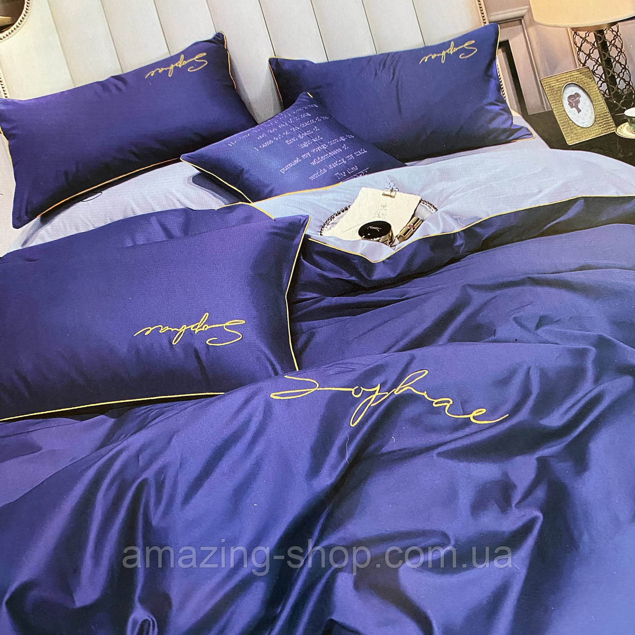 Комплект полуторної постільної білизни високої якості із сатину 150*220 см Півтораспальний розмір, фото 1