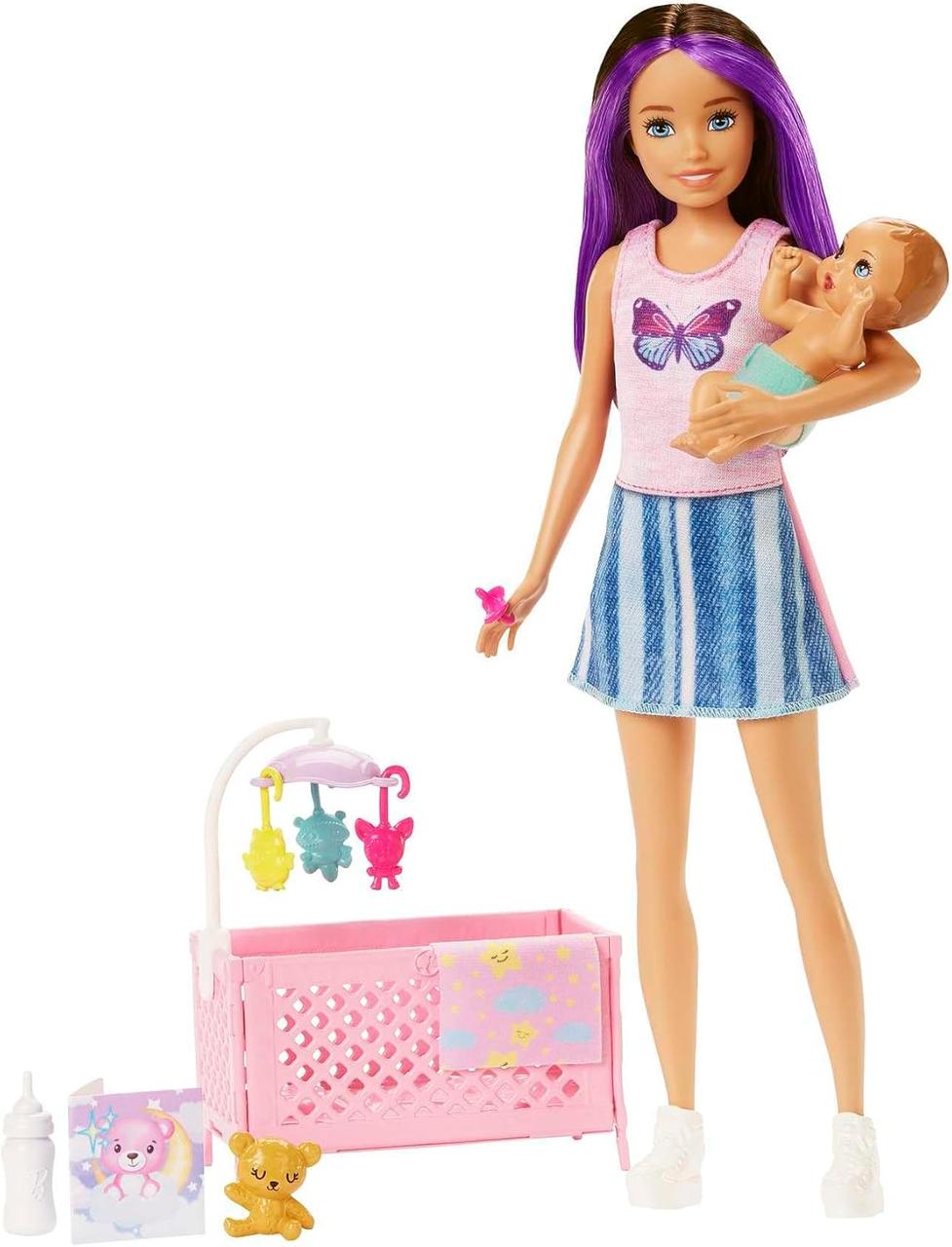 Лялька Барбі Скіппер Няня з малюком Солодкі сни Barbie Skipper Babysitters Inc. Crib with Baby Doll HJY33