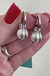 Срібні сережки з натур. перлами, родій, фото 3