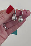 Срібні сережки з натур. перлами, родій, фото 4