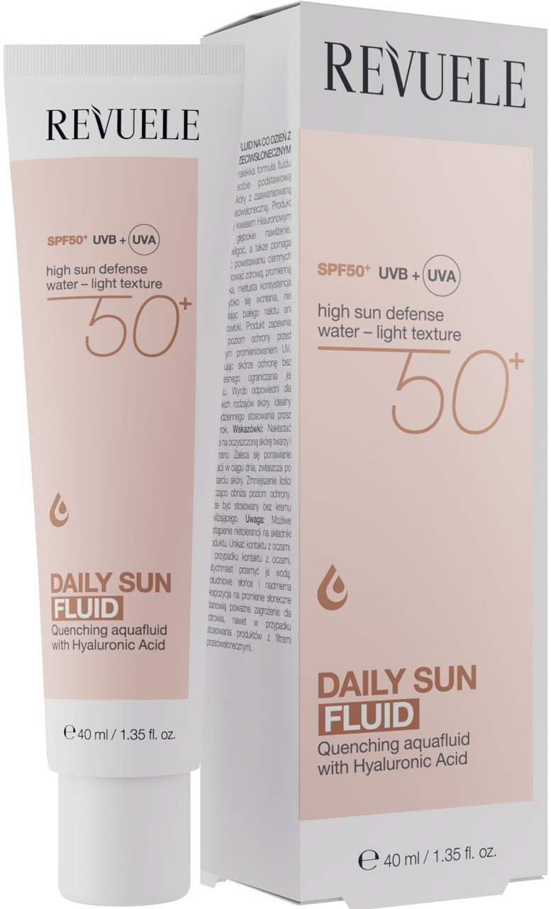Сонцезахисний флюїд для обличчя з гіалуроновою кислотою Revuele Hyaluronic Daily Sun Fluid SPF50+ 40 мл