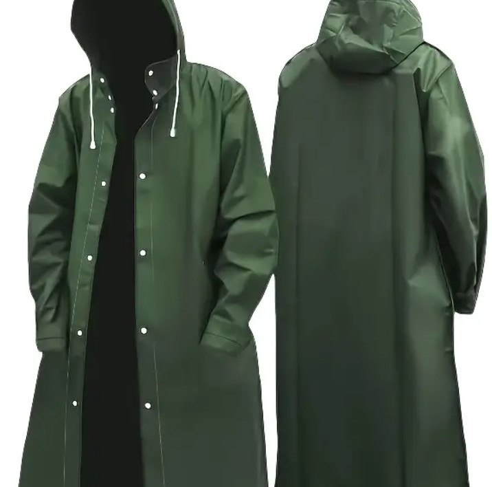 Плащ-дощовик міцний із капюшоном темно-зелений ХXХL у сумочці, фото 1