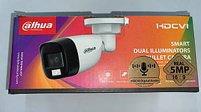 5МП HDCVI камера відеоспостереження Dahua DH-HAC-HFW1500CLP-IL-A (2.8 мм, IP67, мікрофон)