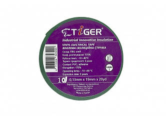 Tiger isolation tape Green 3M зелена ізоляційна вінілова стрічка 0,13 mm x 19 mm x 20 yd