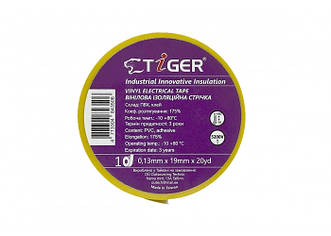Tiger isolation tape Yellow 3M жовта ізоляційна вінілова стрічка 0,13 mm x 19 mm x 20 yd