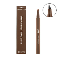 Лайнер для брів ZOLA Makarevich Eyebrow Liner Brown з квадро-пензлем коричневий