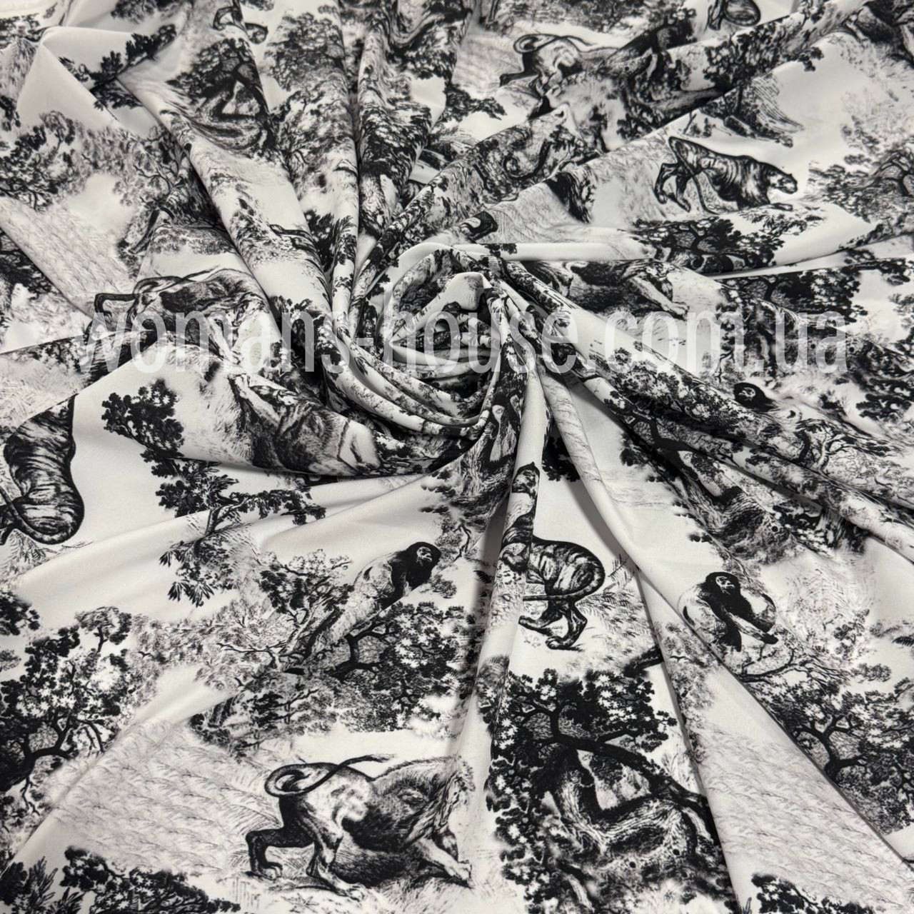 Софт-тканина друкований принт Чорний з білим, фото 1