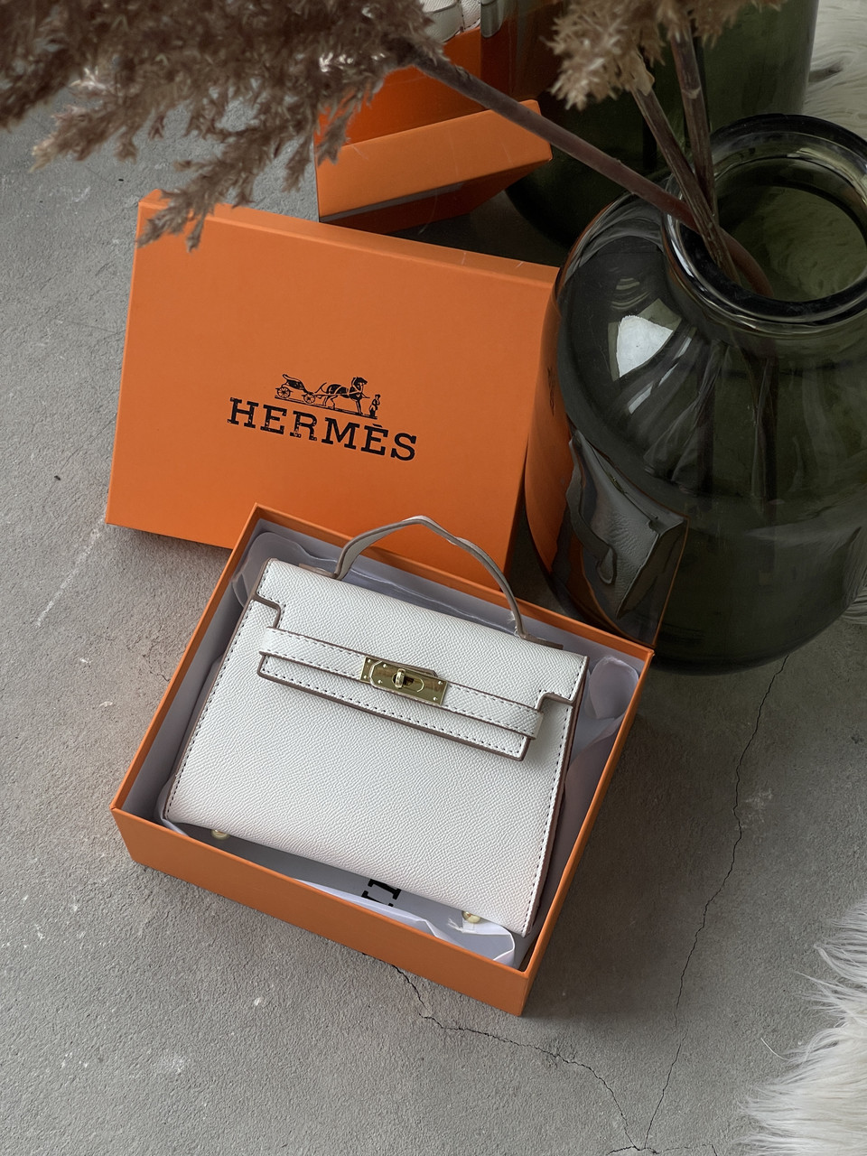 Сумка жіноча Hermes Kelly mini білий крос боді Хермес, фото 1