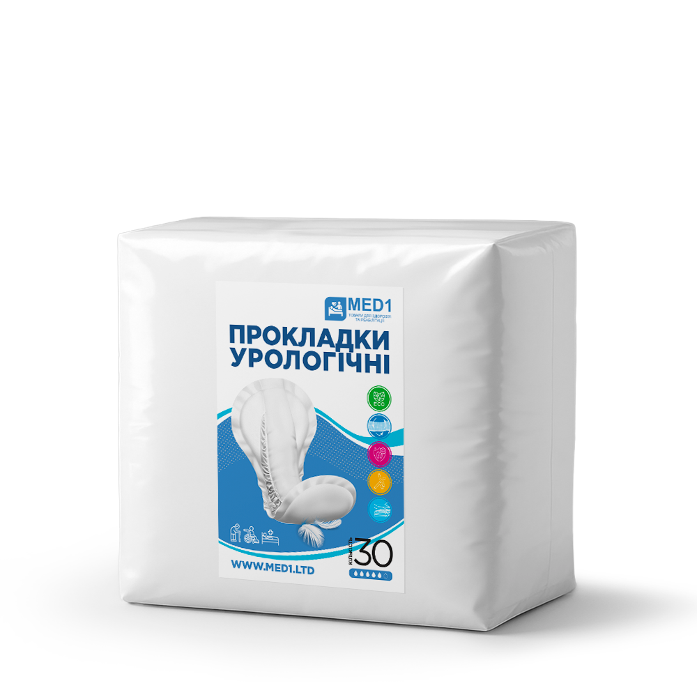 Прокладки урологічні MED1-WC04, розмір 60×30 см (30 шт. в пакованні)