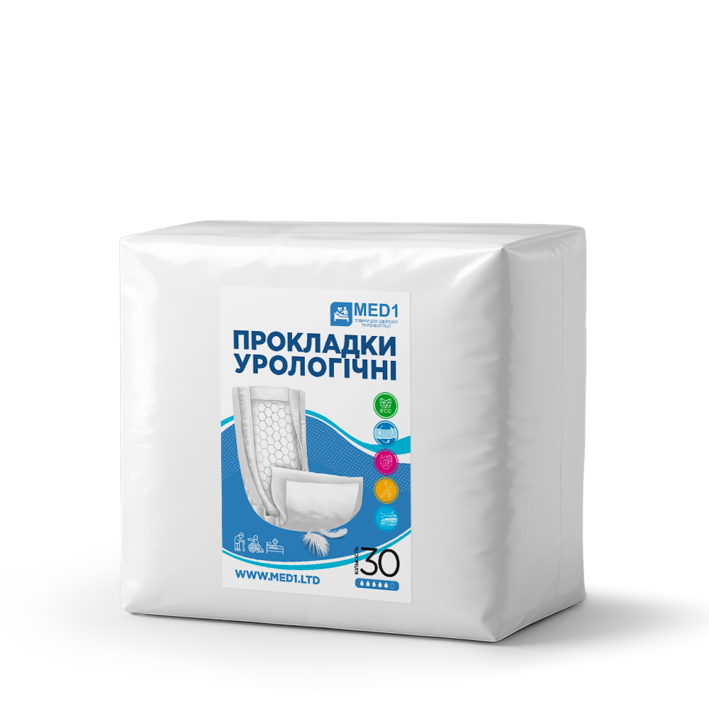 Прокладки урологічні MED1-WC04, розмір 55×20 см (30 шт. в пакованні)