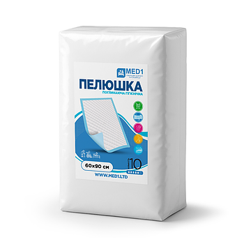 Медична одноразова всмоктувальна пелюшка MED1-WC03, розмір 60×90 см (10 шт. в пакованні)