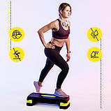 Степ-платформа 2-ступінчаста Cornix 68 х 28 х 10-15 см XR-0192 Black/Yellow, фото 2