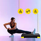 Степ-платформа 2-ступінчаста Cornix 68 х 28 х 10-15 см XR-0192 Black/Yellow, фото 9