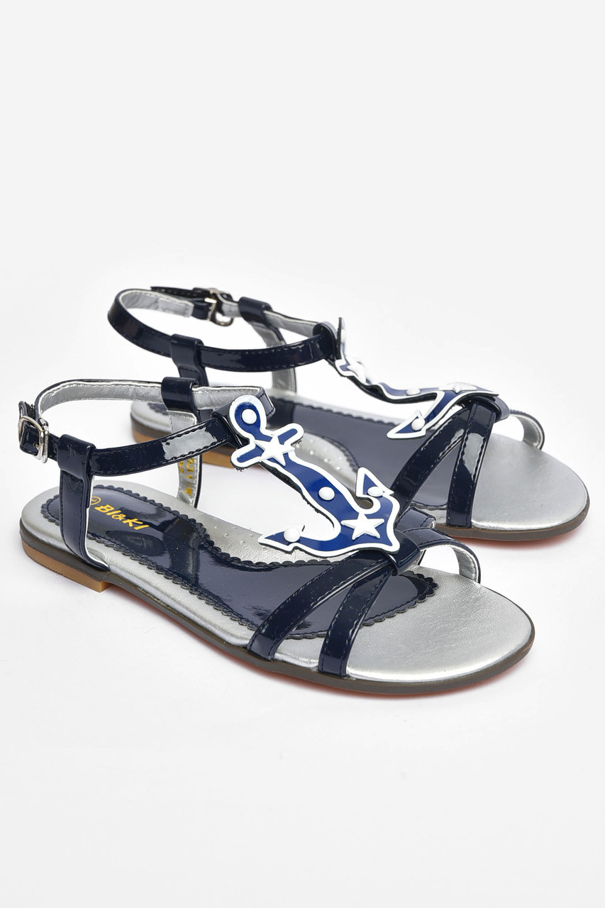 Босоніжки для дівчинки темно-синього кольору 202185T Безкоштовна доставка, фото 1