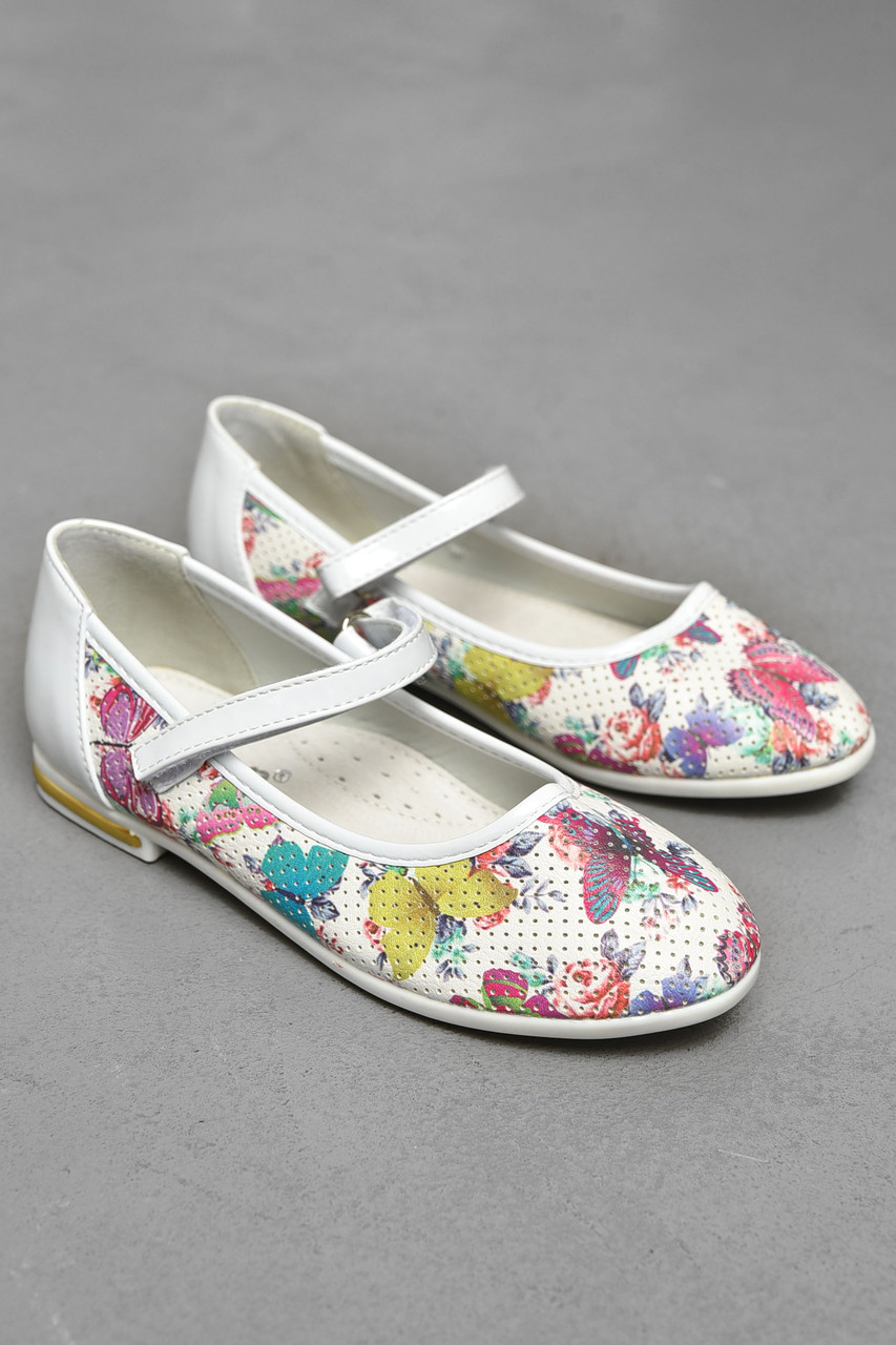 Балетки дитячі для дівчинки білого кольору 202236T Безкоштовна доставка, фото 1