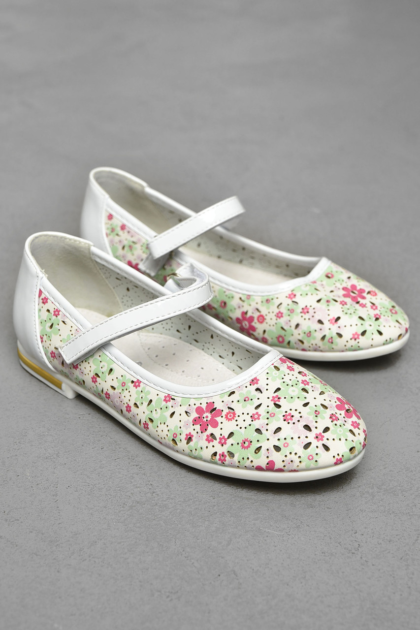 Балетки дитячі для дівчинки білого кольору 202244T Безкоштовна доставка, фото 1