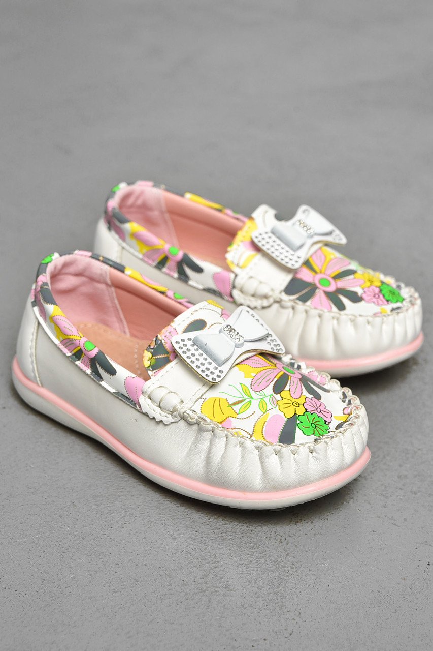 Мокасини дитячі для дівчинки білого кольору 202314T Безкоштовна доставка, фото 1