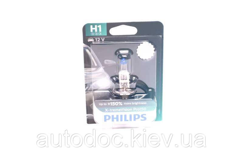Лампа розжарювання H1 X-tremeVision Pro150 (+150) 12V 55W P14,5s (вир-во Philips), арт.12258XVPB1, фото 1