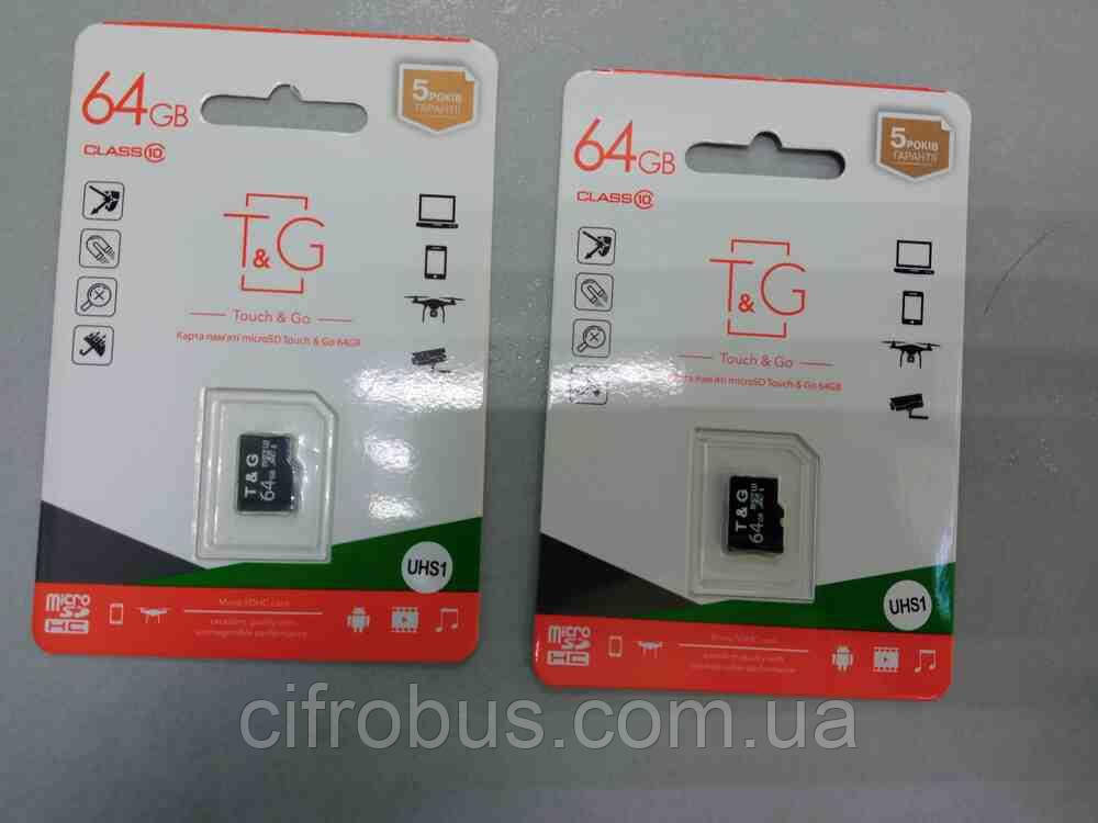 Карта флеш пам'яті Б/У T&G microSDXC (UHS-1) 64 GB class 10, фото 1