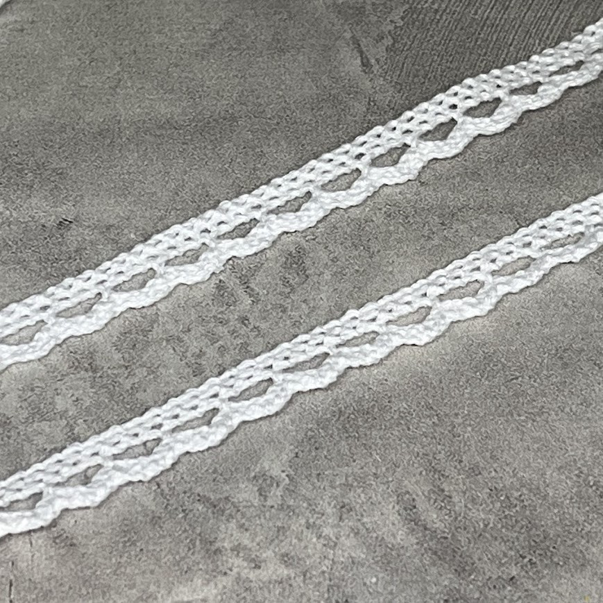 Бавовняне мереживо 1 см, колір- білий, арт 018236, 1 метр, Білий, фото 1