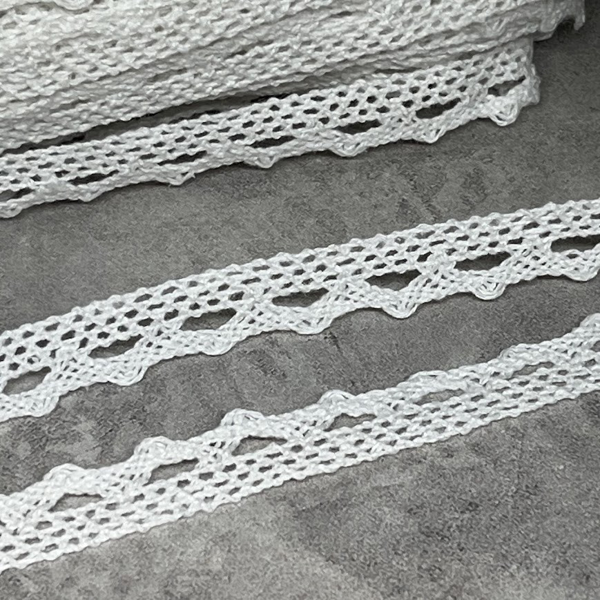 Бавовняне мереживо 1 см, колір- білий, арт 018237, 1 метр, Білий, фото 1