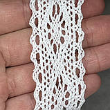 Бавовняне мереживо 2,5 см, колір- білий, арт 018239, 1 метр, Білий, фото 2