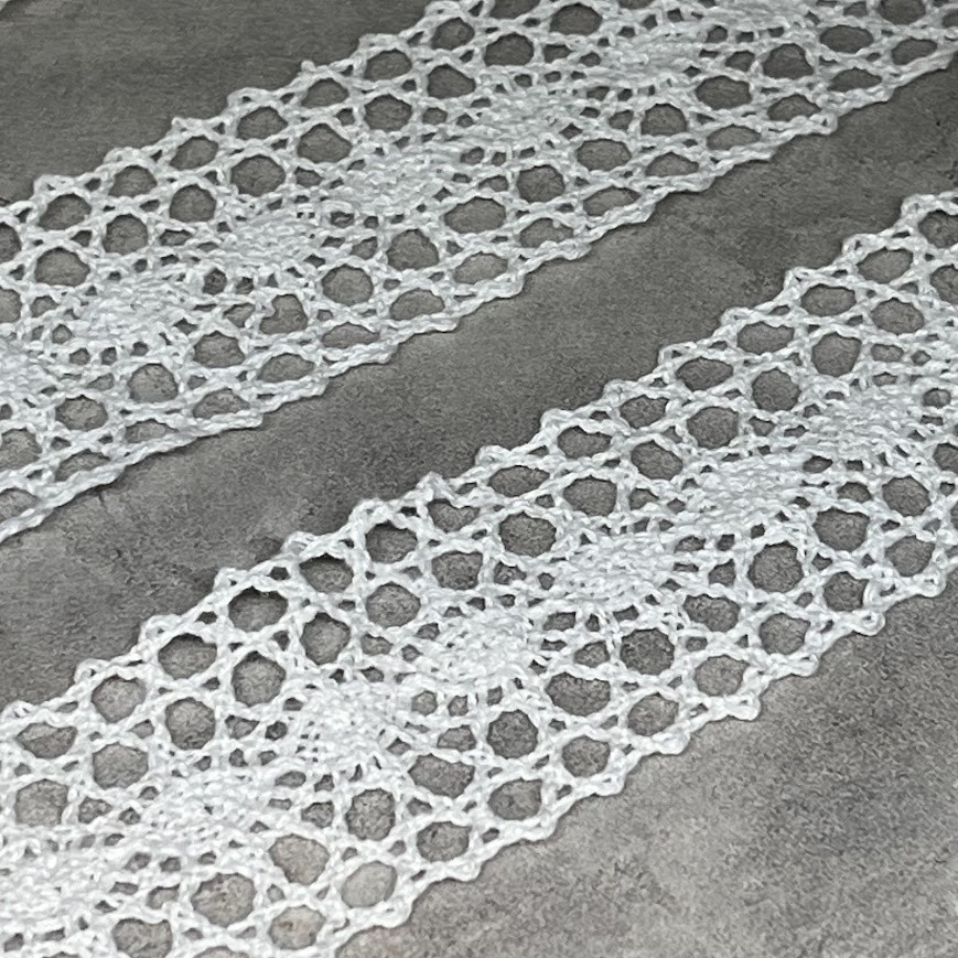 Бавовняне мереживо 4 см, колір- білий, арт 018240, 1 метр, Білий, фото 1