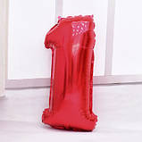 Кулька цифра 1 фольгована 32 дюйма червоний, фото 2