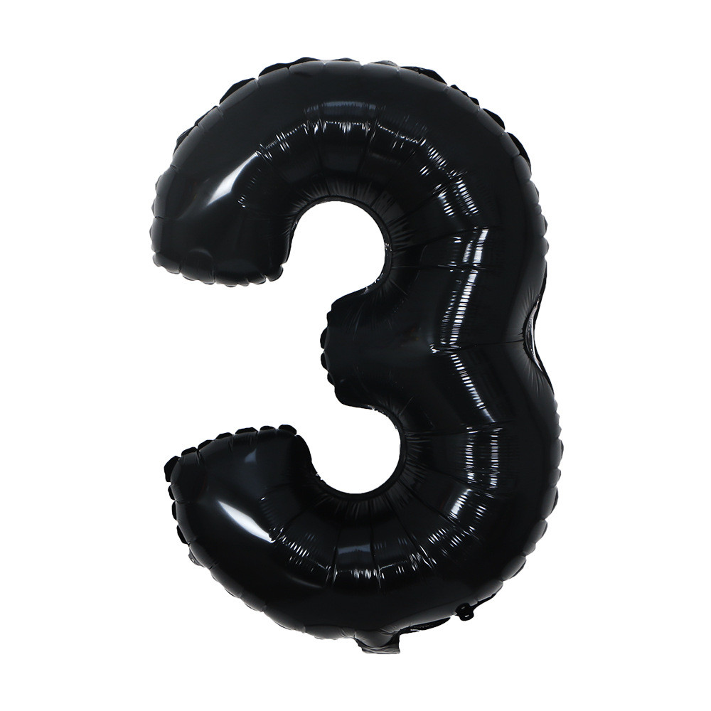 Кулька цифра 3 фольгована 32 дюйма чорний, фото 1