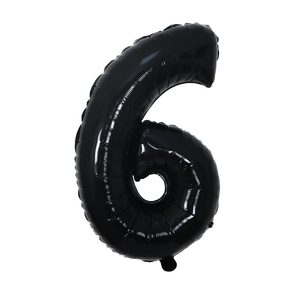 Кулька цифра 6 фольгована 32 дюйма чорний, фото 1