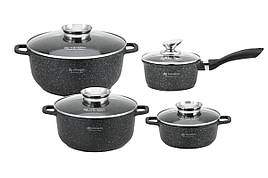 Набір каструль Edenberg EB-3984 з високоякісного алюмінію з гранітним покриттям 10 предметів Чорний