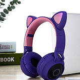 Бездротові Bluetooth навушники з котячими вушками BT028 Фіолетові, фото 2