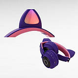 Бездротові Bluetooth навушники з котячими вушками BT028 Фіолетові, фото 3