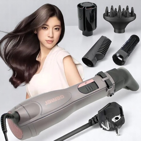 Фен щітка стайлер 5в1 зі змінними насадками Gemei GM 4858, фото 1