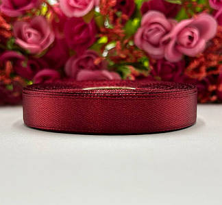 Атласна стрічка для рукоділля - 1,2 см x 23 м / Бордовий