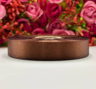 Атласна стрічка для рукоділля - 1,2 см x 23 м / Коричневий