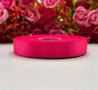 Атласна стрічка для рукоділля - 1,2 см x 23 м / Малиновий Неон
