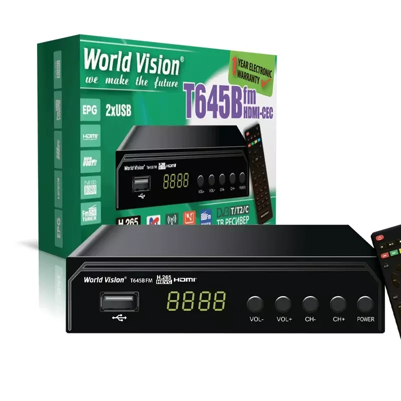 Цифровий ефірний ресивер (тюнер Т2) WORLD VISION T645B FM