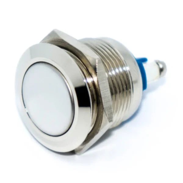 Кнопка антивандальна 19 мм без фіксації, 220V, виводь під гвинт