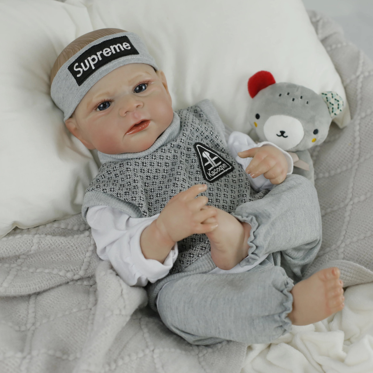 Силіконова Колекційна Лялька Реборн Reborn Повністю Анатомічний Новонароджений Хлопчик Елджей (Вінилова Лялька) Висота 50 см