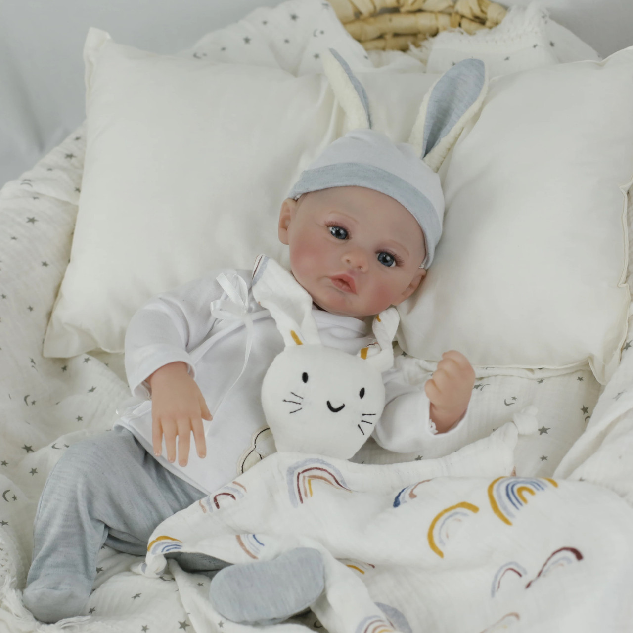 Силіконова Колекційна Лялька Реборн Reborn Анатомічний Новонароджений Хлопчик Пупс Стюарт (Вінілова Лялька) Висота 45 см