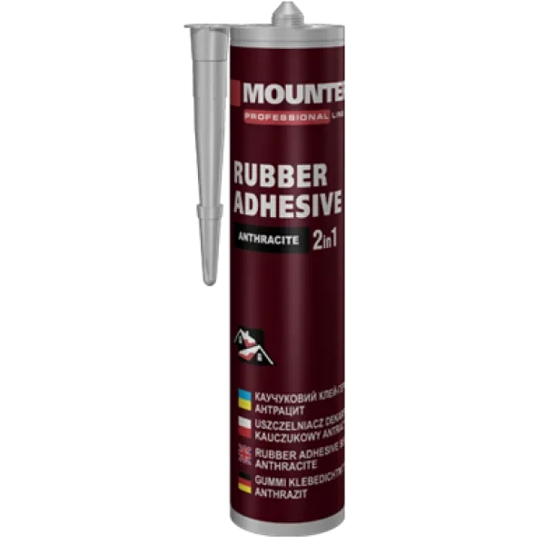 Клей-герметик каучуковий антрацит 2 в 1 (280 мл) MOUNTER, фото 1