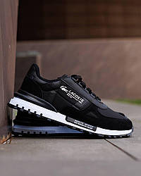 Чоловічі кросівки Lacoste Elite Active Black White ND Чорні з білим Взуття кеди Лакоста текстиль сітка шкіра демісезон