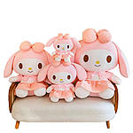 М'яка Аніме Іграшка Плюшева Куромі My Melody з Бантиком у Рожевій Сукні Hello Kitty 30 см, фото 3