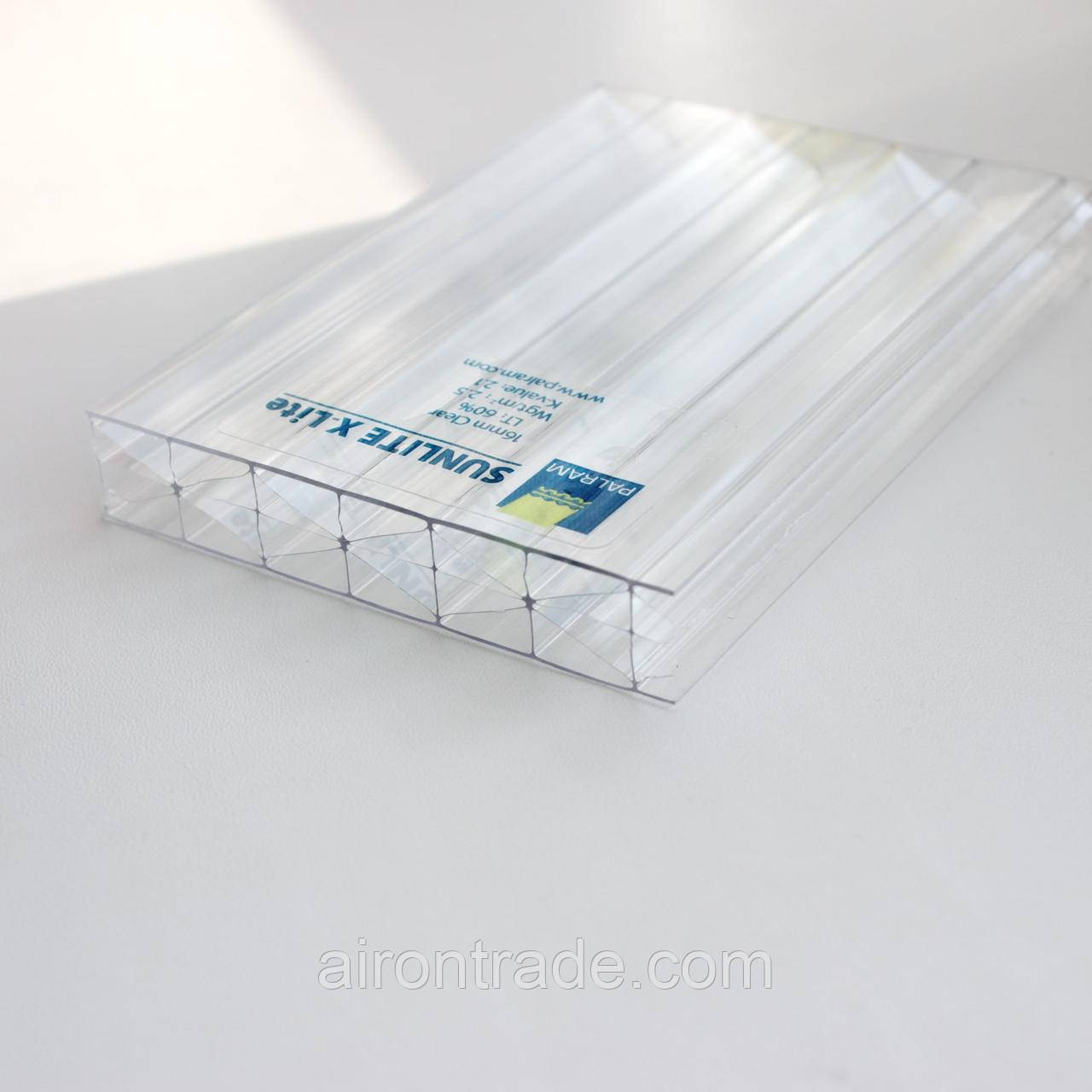 Полікарбонат сотовий SUNLITE 16 мм X-Lite Прозорий 2,1x6 м